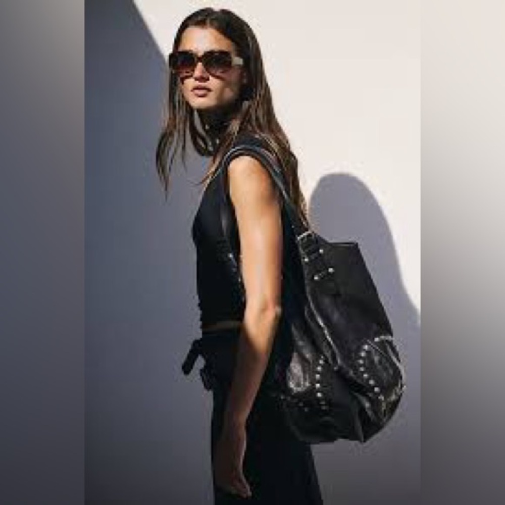 Free People Black Studded Hobo Bag - Picture 8 of 14